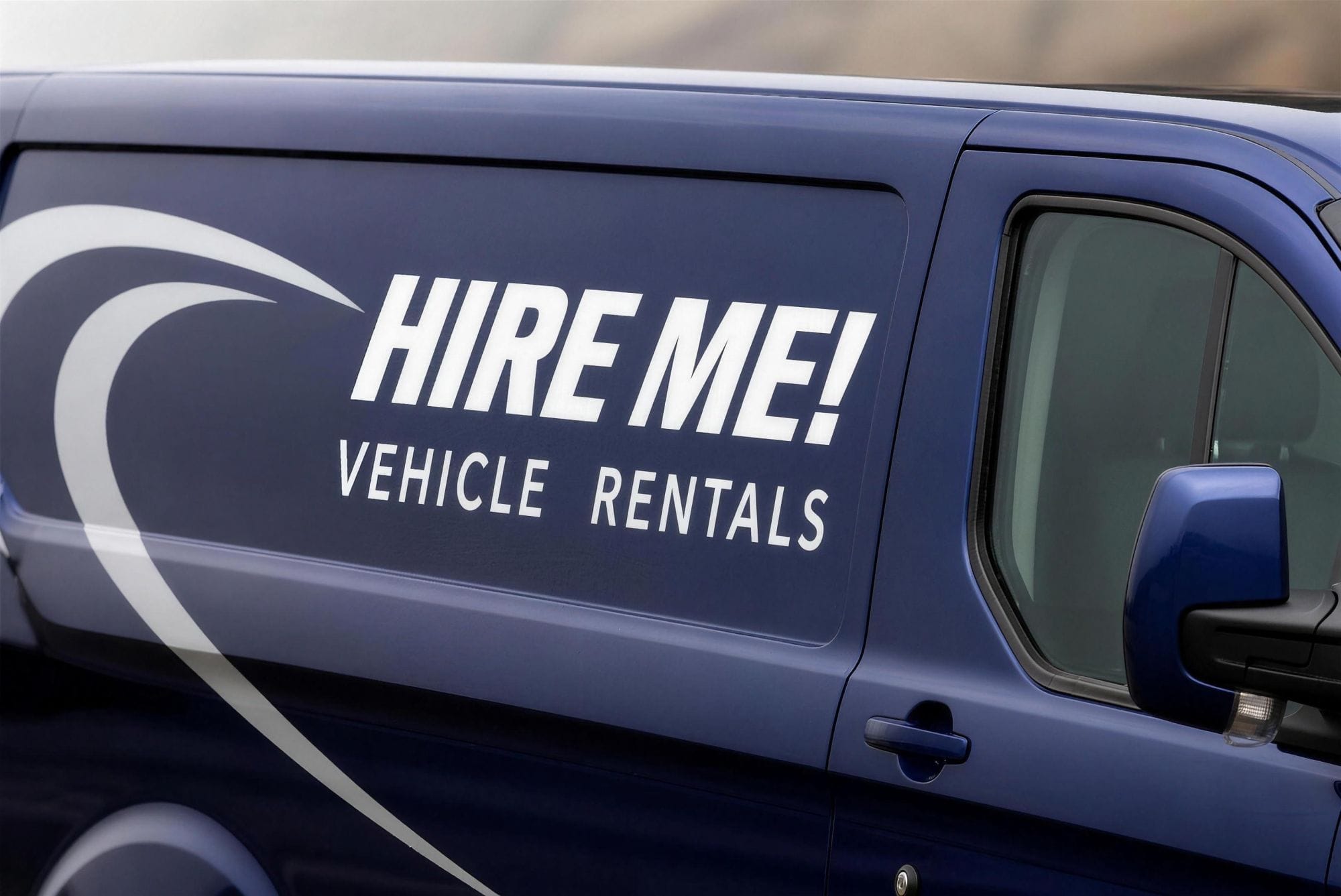 Close-up of livery and branding on a corporate hire vehicle, showing professional presentation of the fleet.